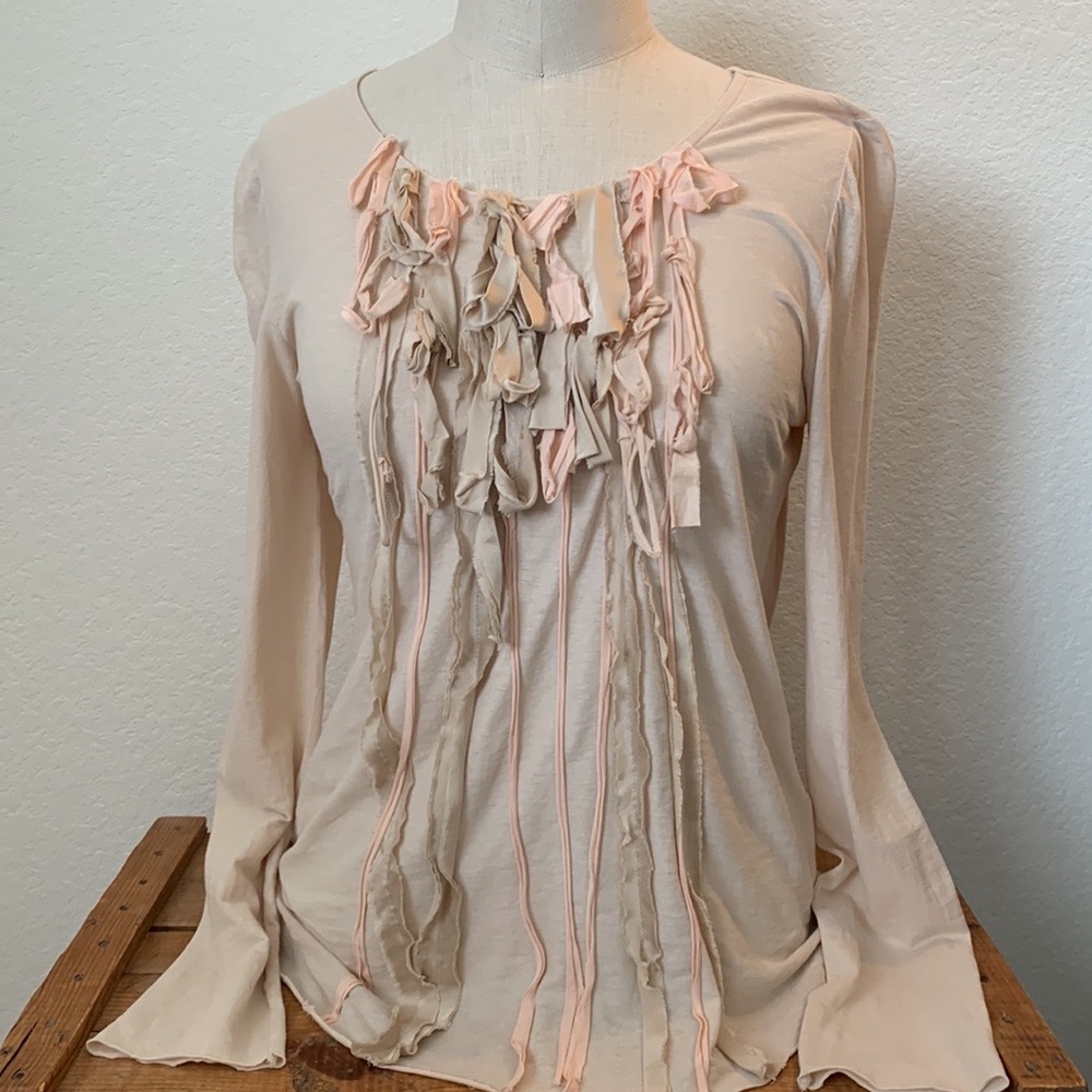 jpark long sleeve t shirt with silk embellishment VGUC fairycore poet romantic